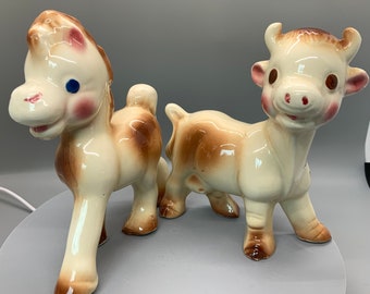 Vintage "Milky The Cow" and “Frisky the Pony”  Figurine Set