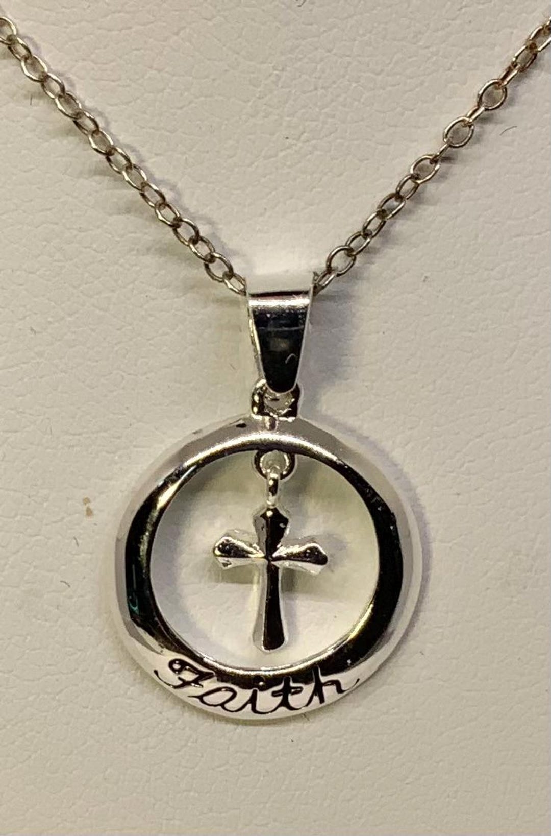 Vintage Sterling Silver Cross Faith Necklace, 925 Thailand Religious ...