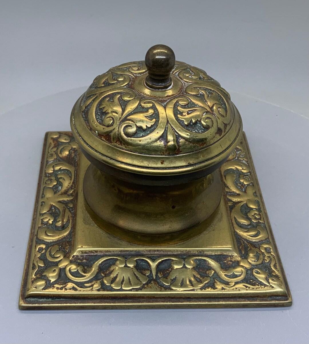 1900’s Victorian Solid Brass Square Inkwell - Etsy