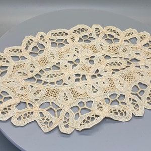 Vintage Needle Point and Hand Crochet Doily