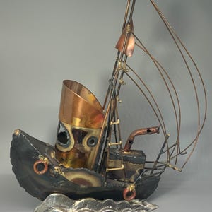 Vintage Nautical Large Sailing Ship Metal Artwork and Original Sculpture