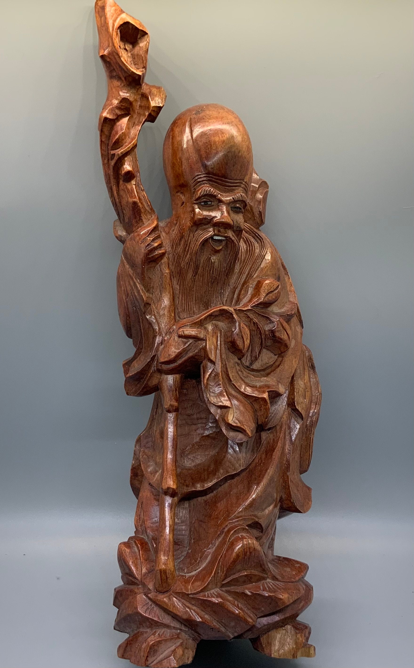thumbnail image 2 of Carved Wooden Dragon Figurine – Chinese New Year Statue Office Decor Light Brown 2 of 3