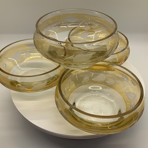 Mid Century Modern Crystal Clear and Amber Dessert Bowls (4)