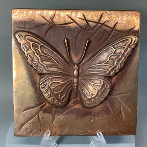 Copper Tone Metal Butterfly Wall Plaque
