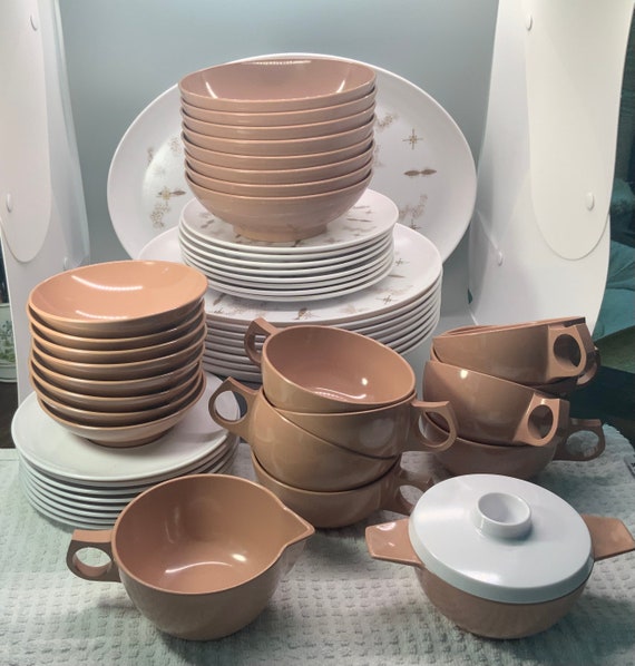 Vintage Melmac Dinnerware Set Atomic Starburst Mid Century