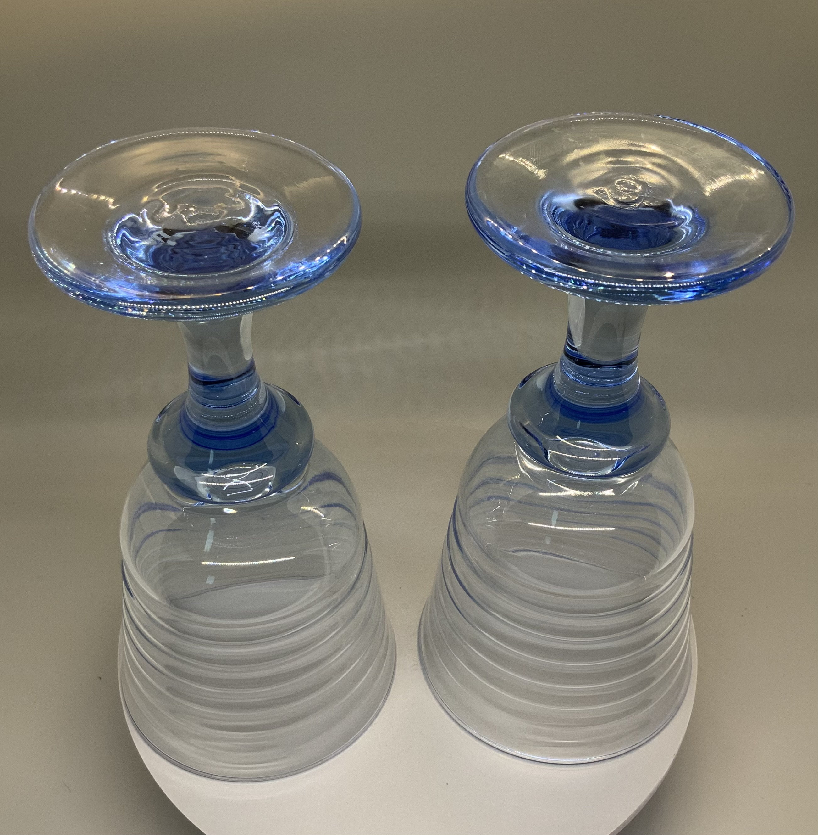 Libbey Ribbed Glassware Pair of Libbey Sirrus Vintage Blue Glass Ribbed Wine Water Goblets - Etsy