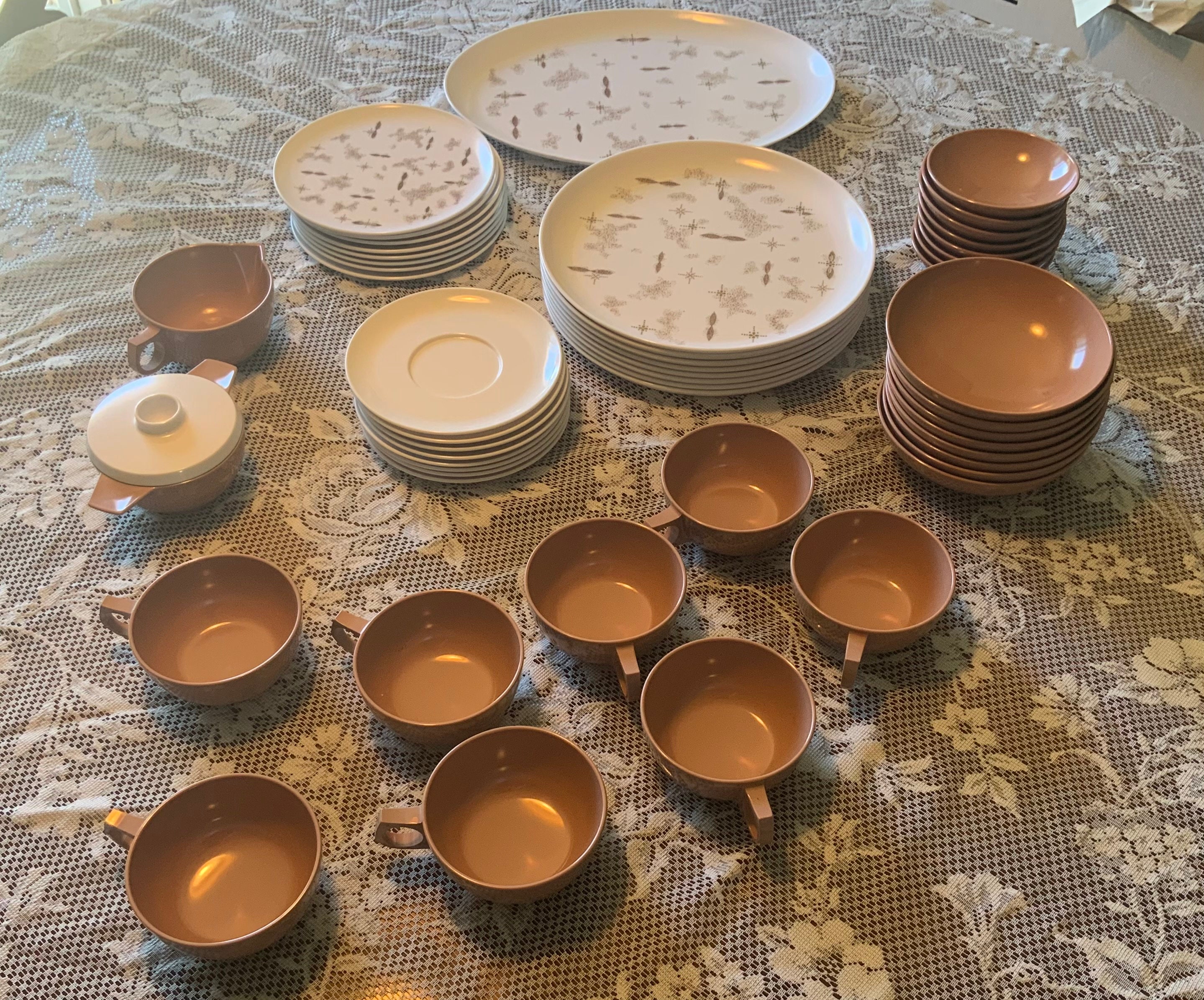 Vintage Melmac Dinnerware Set Atomic Starburst Mid Century