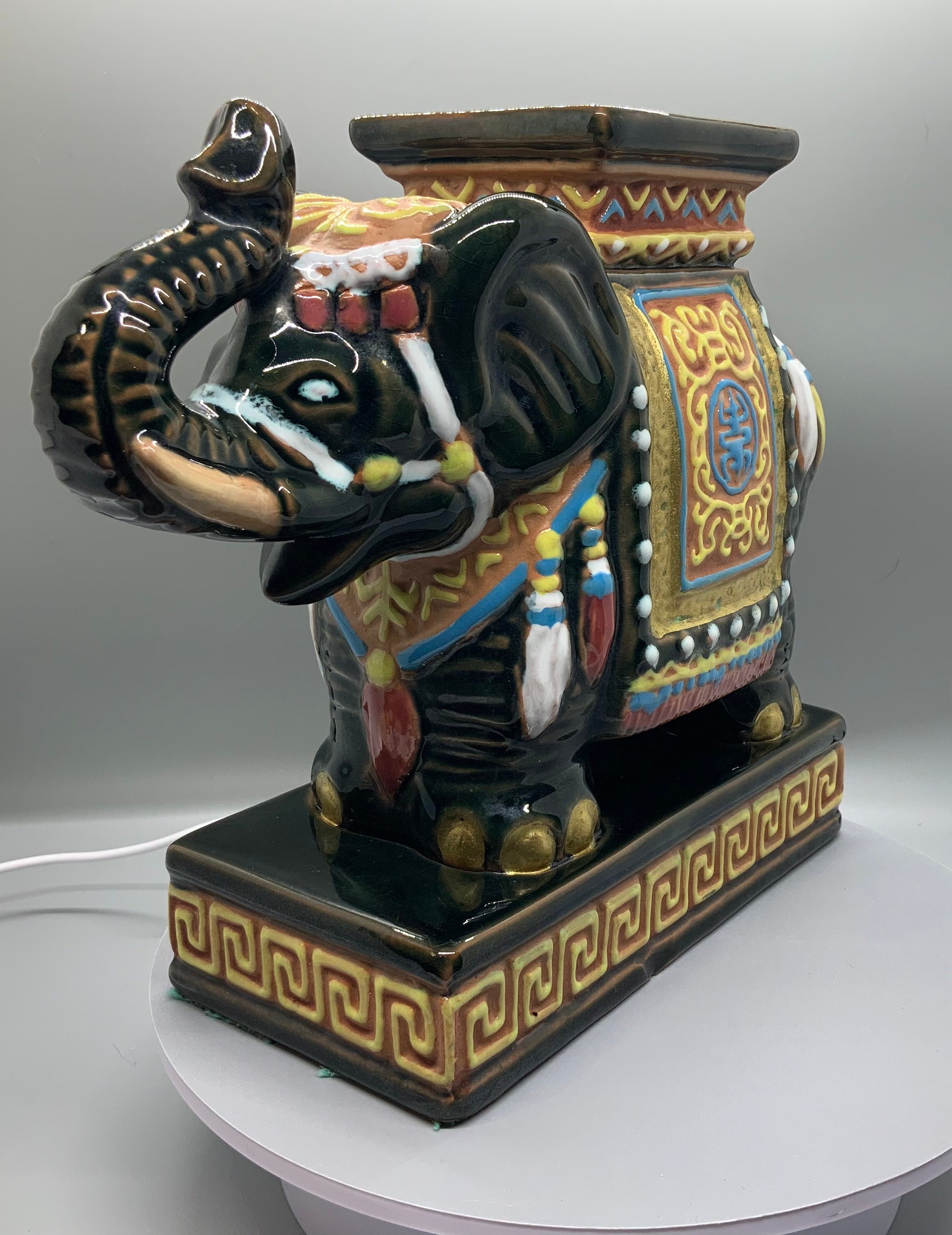 Vintage Asian Ceramic Elephant Statue Plant Stand Book End Etsy