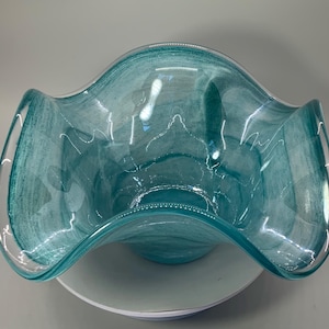 Vintage Blue-Green, Art Glass Bowl