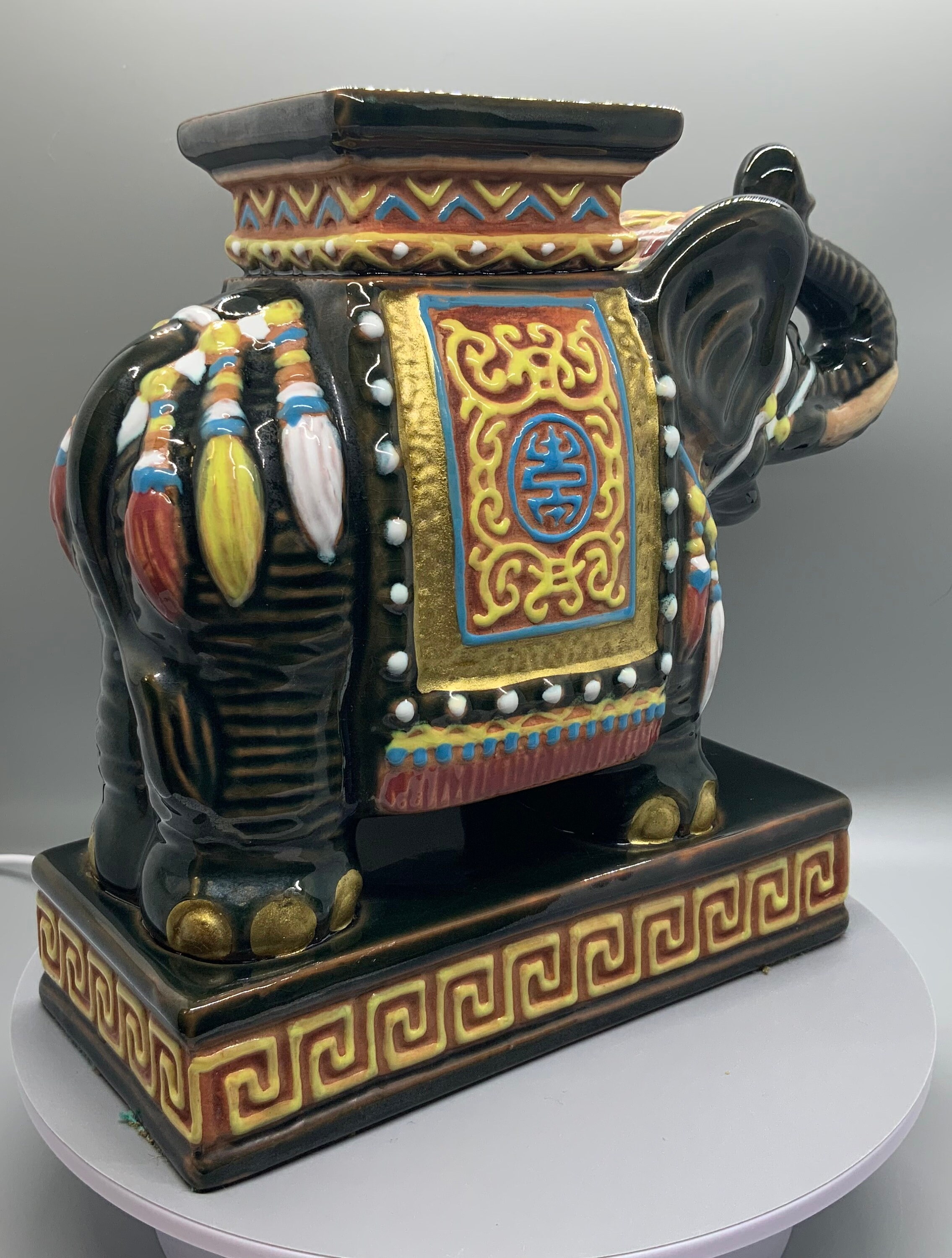 Vintage Asian Ceramic Elephant Statue Plant Stand Book End Etsy