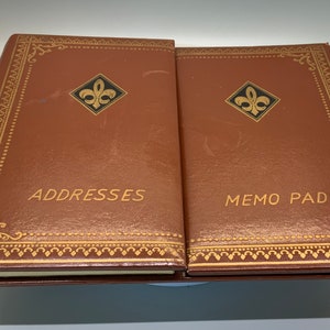 Vintage Mid Century Modern Desktop Address Book and Memo Pad Holder