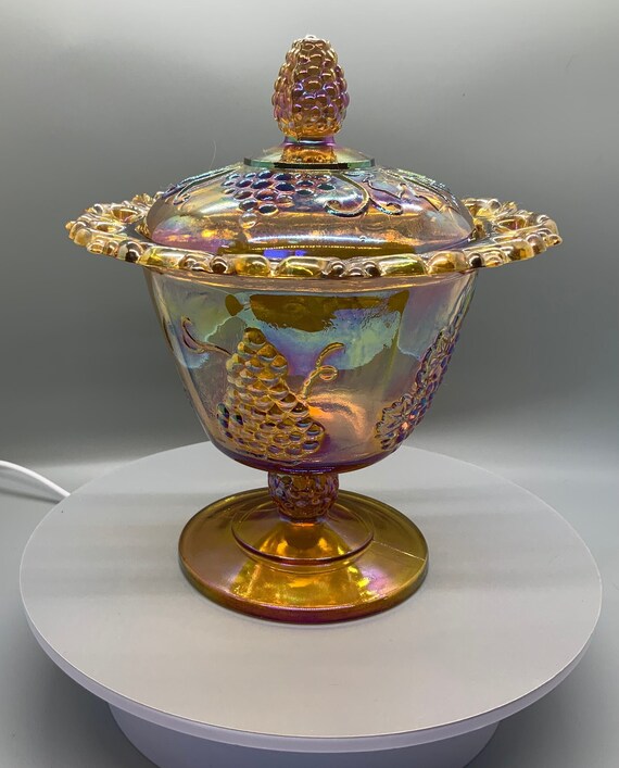 Carnival glass candy dish discount
