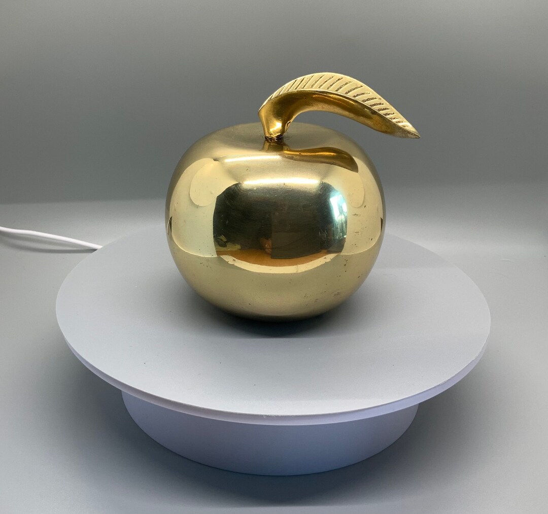 Vintage 1970s Heavy Solid Brass Apple Paperweight Detailed Etsy