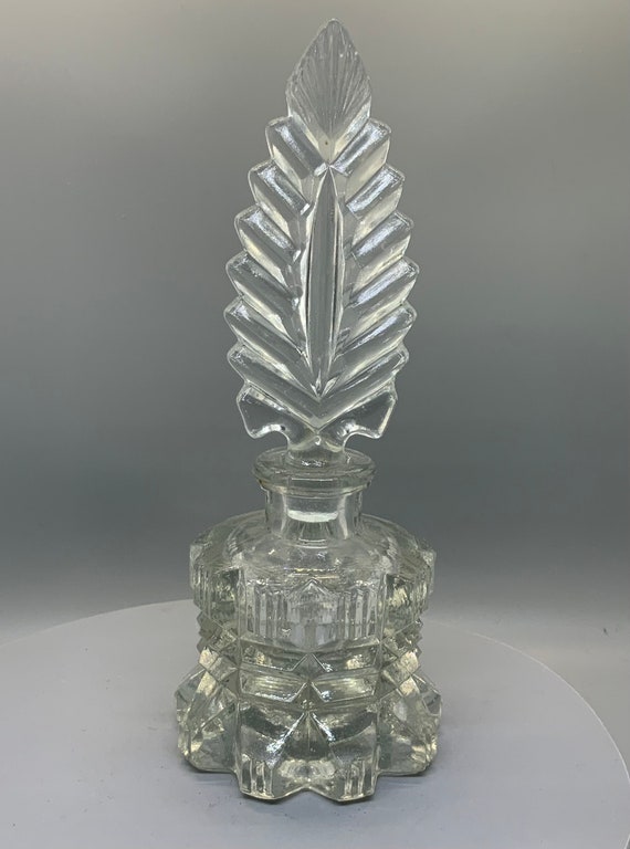 1920’s Art Deco Crystal Perfume Bottle with Stoppe