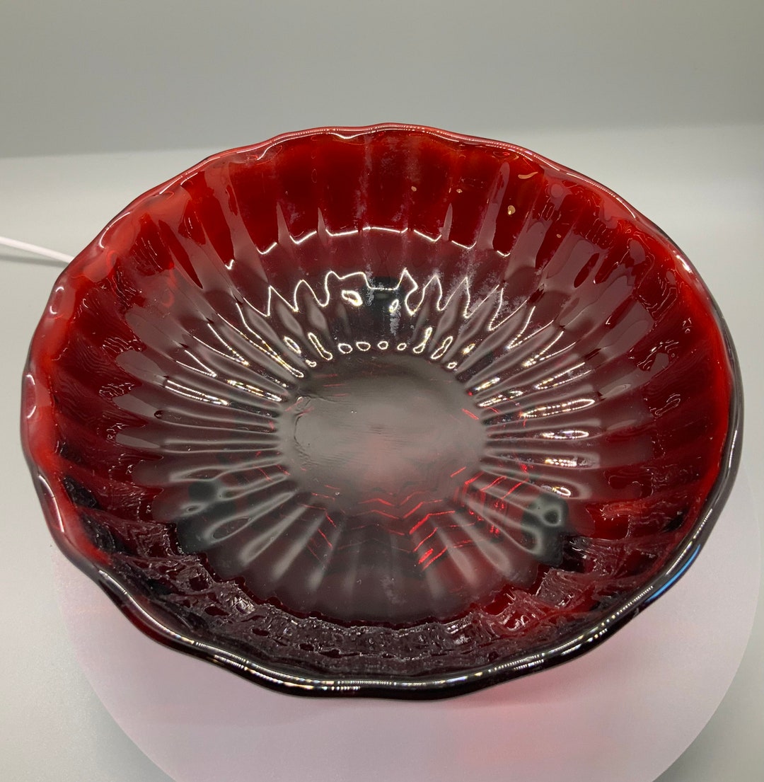 Vintage Cranberry Red Ruby Glass Candy Dish - Etsy