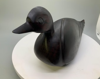Vintage Solid Iron Wood Duck Decoy, Folk Art, Bird Sculpture