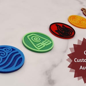 Avatar: The Last Airbender Nation Symbols & Lotus Tile as Pin, Keychain, or Token/Coin