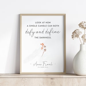 Anne Frank Quote, Digital Download Wall Art: Defy and Define the Darkness, home décor, workplace art, friend gift, watercolor print
