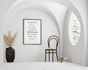 Art mural imprimable: Nelson Mandela Citation de motivation pour la décoration de la maison ou du bureau
