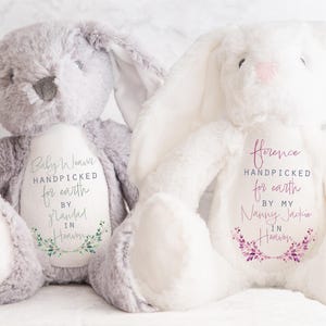 Personalised handpicked for earth by nanny in heaven teddy , Handpicked for earth by grandad in heaven teddy , handpicked for earth teddy