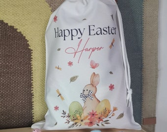 Personalised Easter bunny white sack