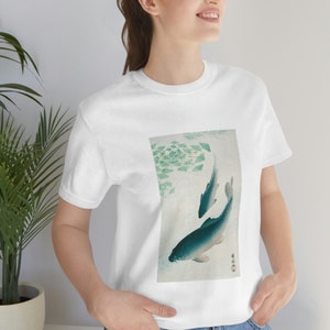 Japanese Art Shirt, Custom Art Shirt, Stylish Art Shirt, Ohara Koson, Koi Shirt, Japan Art Canvas, Japanese Shirt, 100% Cotton