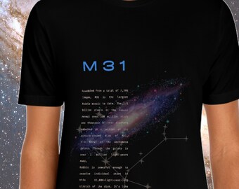 Galaxia de Andrómeda, M31, Messier 31, NASA, telescopio Hubble, amantes de la ciencia y el espacio, 100% algodón, tejido suave de calidad,