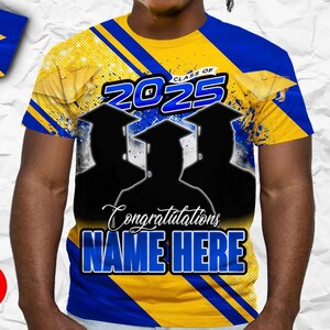 Abschluss-T-Shirt-Design 2025 – Bearbeitbare Canva/Photoshop – Vorlage für das gesamte T-Shirt