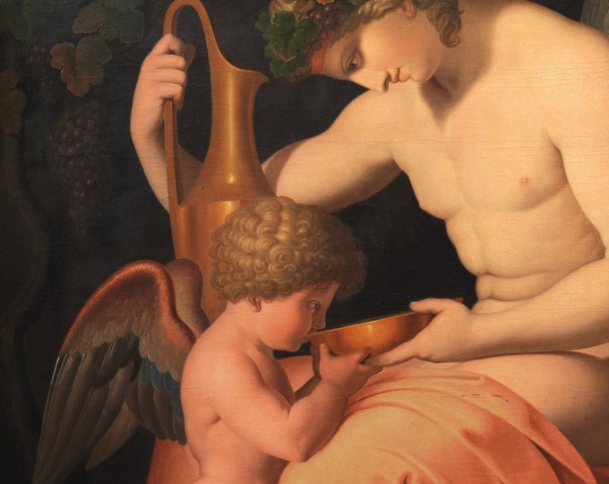 Jacob Carsten - Bacchus and Cupid 1796 - Mythological Art - Digital Art Download
