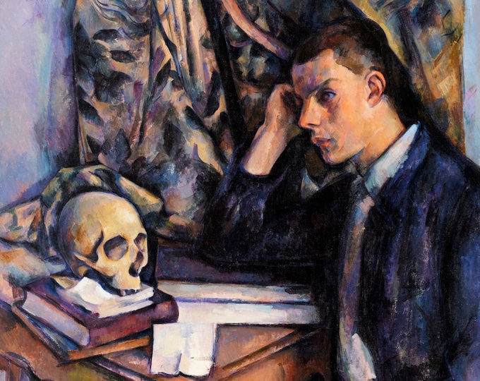 Paul Cezanne - Young Man and Skull  (1896–1898) - French Impressionists - Digital Art Download