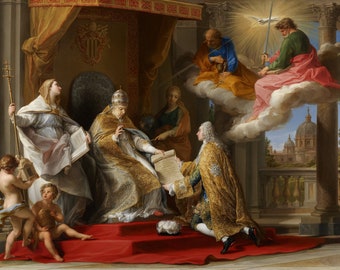 Pompeo Batoni - 1756 - Benedict XIV Presenting Ex Omnibus to Choiseul - Digital Art Download