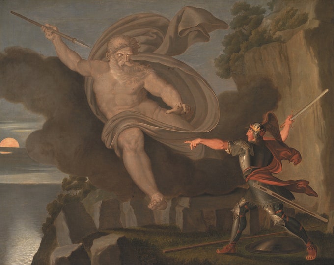 Jacob Carsten - Fingal's Battle with the Spirit of Loda - Mythological Art - Digital Art Download