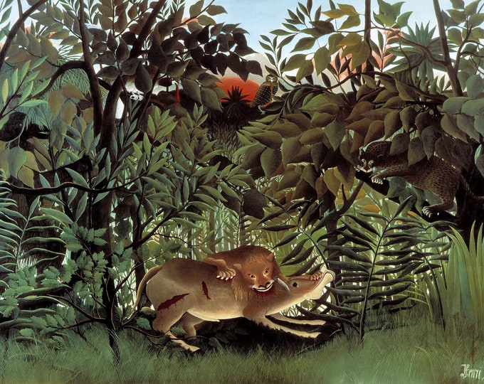 Henri Rousseau - The Hungry Lion Throws Itself on the Antelope - 1905 - Digital Art - Naive Art - Primitivism - Printable JPG File