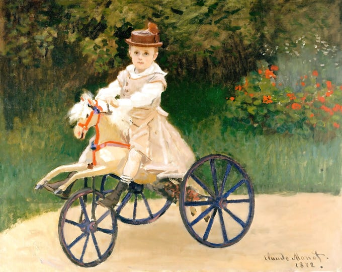 Claude Monet - Jean Monet on His Hobby Horse 1872 - Impressionism - Digital Art Download - Wall Decor - Home Decor - Claude Monet Art Print