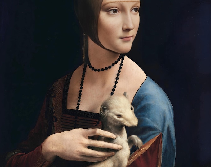 Lady with an Ermine by Leonardo da Vinci 1490 - Renaissance Art - Downloadable Digital Art Print - Wall Decor - Home Decor - Home and Living
