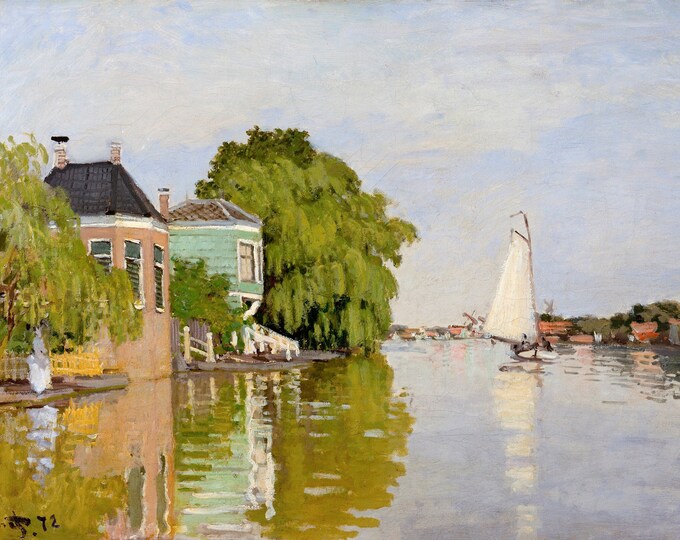 Claude Monet - Houses on the Achterzaan  (1871) - Digital Art Download