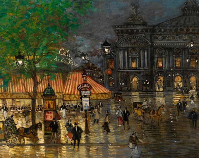Paris by Night 1920 - Konstantin Korovin - Impressionism - Downloadable Digital Art Print - Wall Decor - Home Decor - Paris Street Scene