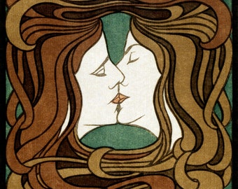 Peter Behrens - The Kiss  (1898) - Digital Art Download