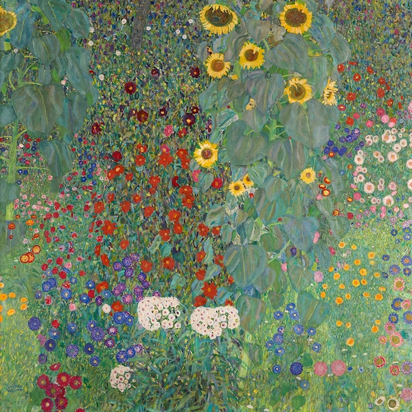 Gustav Klimt - Farm Garden with Sunflowers  (1907) - Digital Art Download