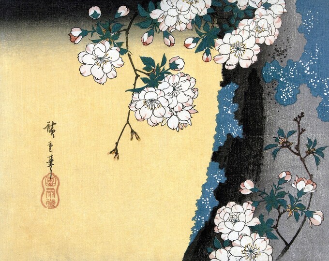 Utagawa Hiroshige - Japanese cherry blossoms (1837) - Digital Art Download