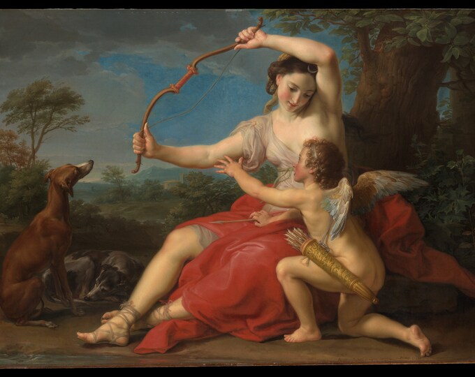 Pompeo Batoni - Diana and Cupid 1761 - Mythological Art - Digital Art Download