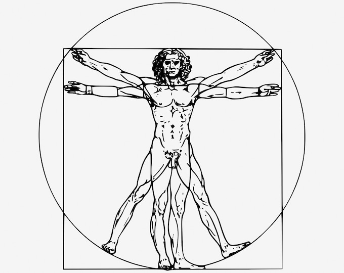 Leonardo da Vinci inspired Vitruvian Man Drawing - Renaissance Art - Downloadable Digital Art - Wall Decor - Home Decor