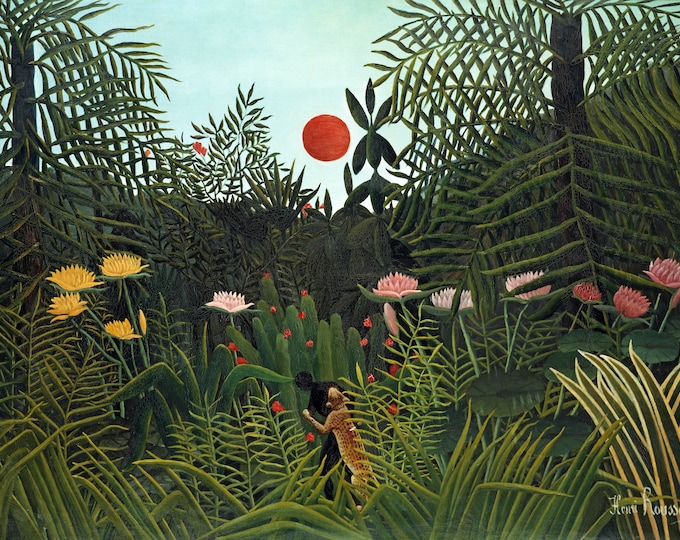 Henri Rosseau - Virgin Forest with Sunset  (1910) - Digital Art Download