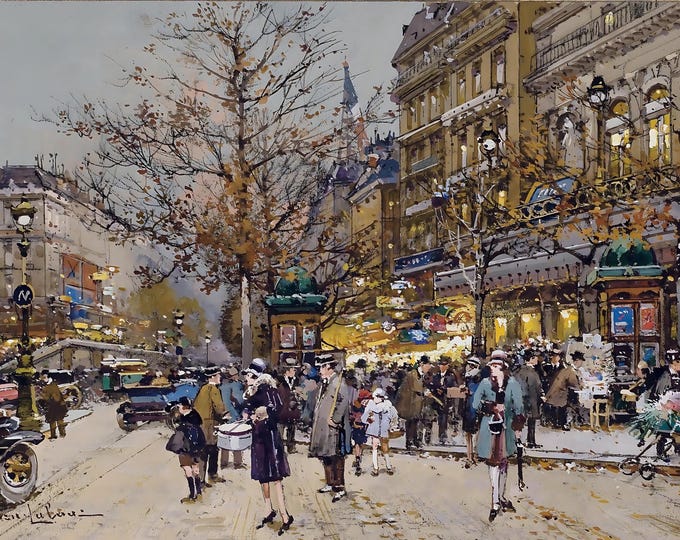 Boulevard Bonne Nouvelle by Eugene Galien-Laloue - Impressionism - Downloadable Art Print - Wall Decor - Home Decor - Paris Street Scene