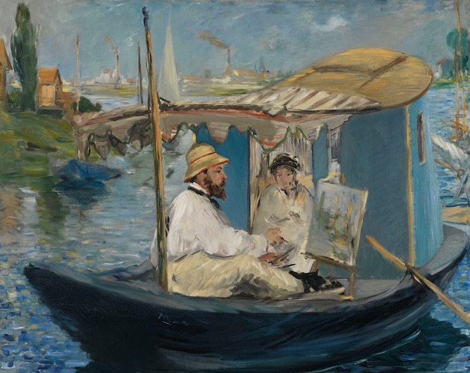 Edouard Manet - Claude Monet Painting in his Studio (1874) - Digital Art Download