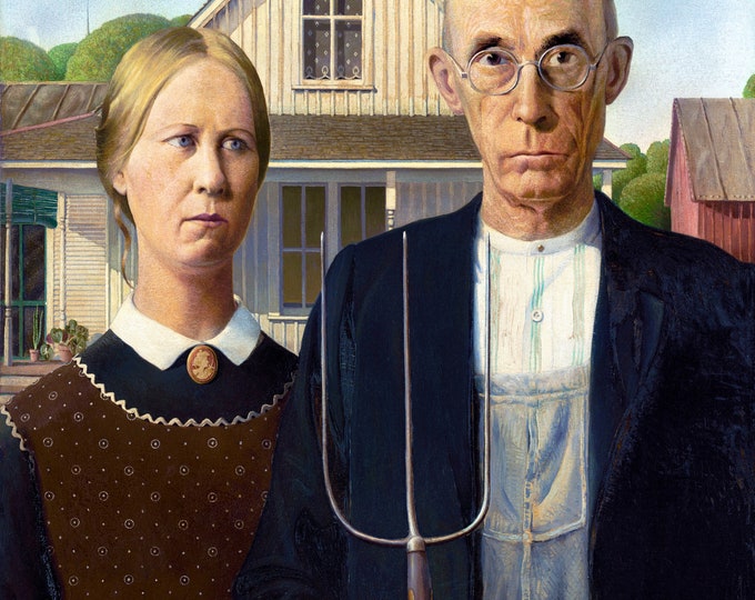 Grant Wood - American Gothic (1930) - Regionalism - Downloadable Digital Art Print - Wall Art - Home Decor - Wall Decor - Home and Living