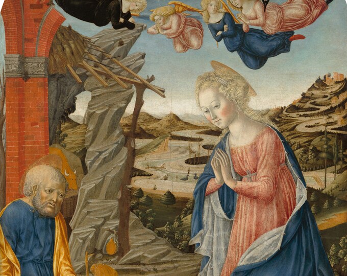 Francesco digeorgio Martini - The Nativity, with God the Father Surrounded by Angels and Cherubim  (1470) - Digital Art Download