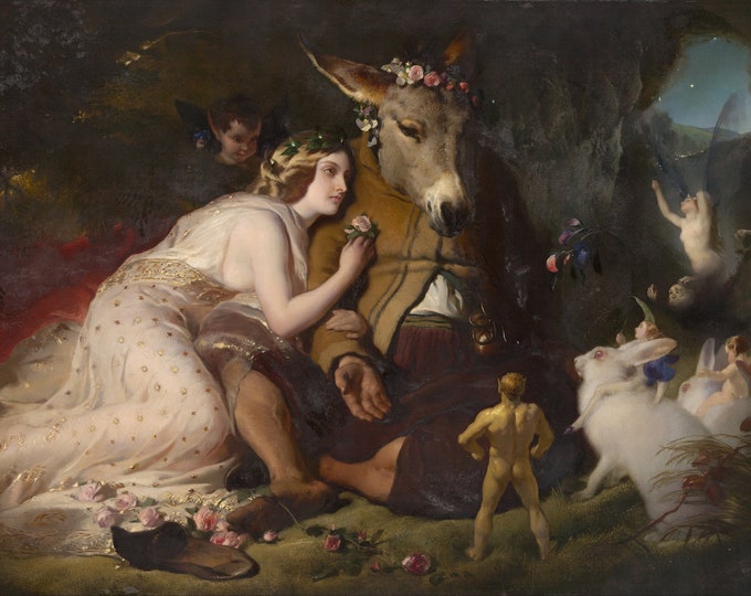 Edwin Landseer - Scene from A Midsummer Night's Dream. Titania and Bottom  (1851) - Digital Art Download