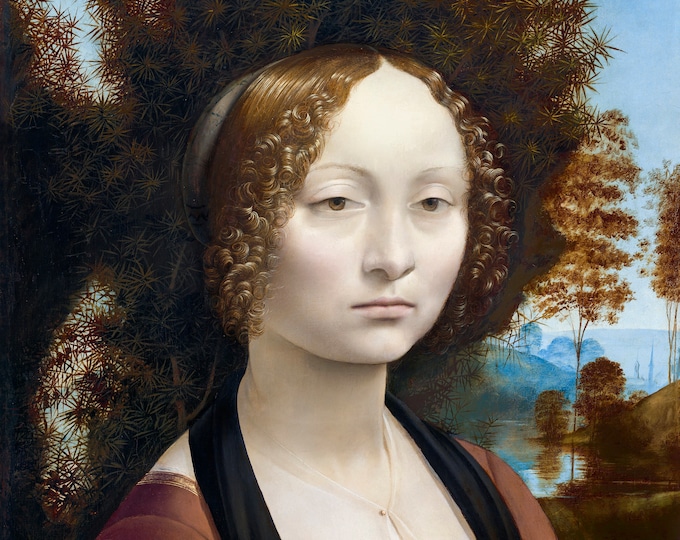 Ginevra di Benci by Leonardo da Vinci 1474 - Renaissance Art - Downloadable Digital Art Print - Wall Decor - Home Decor - Home and Living