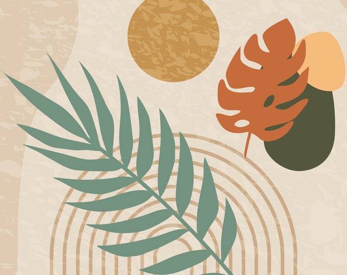 Modern Art Boho Decor - Abstract Nature Illustration - Boho Abstract Wall Art